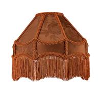 Chocolate Brown Faux Silk Victorian Lampshade with Textured Floral Decor and Long Hanging Tassels| 30cm x 19cm | for Pendant, Floor or Table Lamp by Happy Homewares