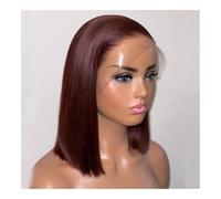 Chocolate Brown Lace Front Wig Human Hair for Women Straight Brown Glueless Wigs Pre Plucked 250 Density(8inch)