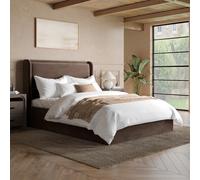 Chocolate Brown Velvet Double Ottoman Bed with Cushioned Headboard - Frida