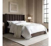 Chocolate Brown Velvet Double Ottoman Bed With Winged Headboard - Maddox