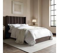 Chocolate Brown Velvet Small Double Ottoman Bed With Winged Headboard - Maddox