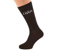 Chocolate Brown Wedding Script Design Socks UK Adult 5-12 in Various Roles (Father of the Bride)
