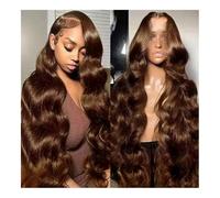 Chocolate Brown Wig Body Wave 13x4 Transparent Lace Front Human Hair 200% Density Colored(13x4 Lace Wig,36 Inch)