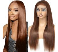 Chocolate Brown Wigs For Women Human Hair, Glueless Human Hair Wig 9x6 Pre Cut Lace Front Wigs Human Hair,Body Wave 180 Density Wear And Go Glueless Wig Pre Plucked Middle Part Lace Frontal Wig 28inch