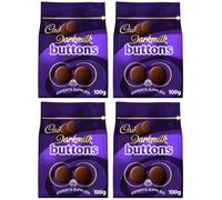 Chocolate Bundle for New Cad Bournville Dark Chocolate Giant Buttons Bag 100g & Dark Milk Chocolate Treat Gift Hamper For Christmas & New Year. (x4, Dark Milk Buttons Bag)