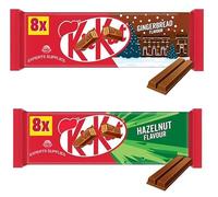 Chocolate bundle NewKit Kat 2 Finger Hazelnut & Gingerbread Flavour Chocolate Bar Multipack x8 165.6g x Pack OF 2 | Delicious Crunchy Hazelnut Treats | Perfect Snack Size By Experts Supplies Ltd