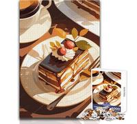 Chocolate Cake And Coffee Illustration 1000 Piece Puzzle For Adults Play And Learn Smart Activity Unique Heartfelt Celebration Gift Size 38x52cm