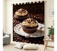 Chocolate Cake Curtains for Living Room Coffee Beans 3D Thermal Eyelet Drapes Window decorations for Living Room 2 Panels Soundsproof Drapes W 55.1" x L 102.3" C.1926