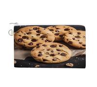 Chocolate Chip Biscuits Coin Purse Canvas Wallet with Zipper Portable Mini Change Pouch Cute Money Pouch Small Organizer Coin Card Key Holder for Women Girls Daily Use Gift
