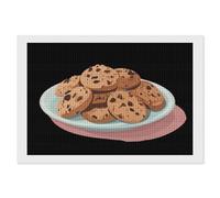 Chocolate Chip Cookie Diamond DIY Painting Kits Horizontal Square Full Drill Digital Art Craft for Home Office Wall Decor