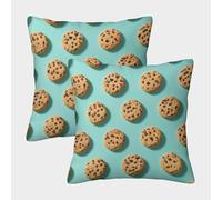 Chocolate Chip Cookies-Bakery Treat Style Pillow Covers 2 Pack Cozy Pillowcases Art Cushion Covers with Invisible Zipper Decorative for Couch Livingroom 50x50cm