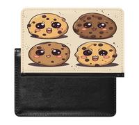Chocolate Chip Cookies with Different Expressions Passport Holder Cover Wallet Case PU Leather Passport Book Card Holder for Travel Must Haves