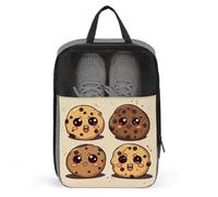 Chocolate Chip Cookies with Different Expressions Shoe Bag for Travel Water-Resistant Shoe Pouch for Gym Portable Sneaker Bag with Zipper Travel Luggage Shoes Organizer Soccer Cleats Bag for Gym, Lugg