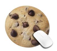 Chocolate Chip Funny Cookie Round Mouse Pad, Small Gaming Mousepad with Stitched Edge, Non-Slip Rubber Base Mouse Mat Office Desk Accessories for Laptop Computer Decor