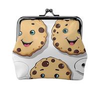 Chocolate Chip with Different Expressions Full Double-Sided Printed Pattern Women's and Girls' Fashionable Leather Kiss Lock Coin Purse Card Bag
