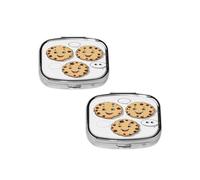 Chocolate Chip with Different Expressions Pill Box 2 Compartment Medicine Pill Case,Travel Pill Organizer, Small Metal Pill Case Portable Pill Box, Perfects Gift for Anyone in Need
