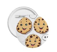Chocolate Chip with Different Expressions -Print Custom Round Enamel Pin - Alloy Metal Lapel Badge For Jacket, Bag, Gift Idea.