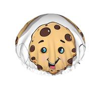 Chocolate Chip with Different Expressions -Print Extra Large Waterproof Shower Cap-Double Layer Protection For Long/Curly Hair - Reusable & Travel Friendly.