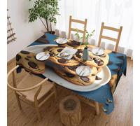 Chocolate Chips Biscuits print Tablecloth, Square lace farmhouse tablecloth, for indoor and outdoor dining