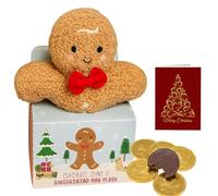 Chocolate Coins & Gingerbread Man Plush Gift Set - Festive Christmas Treat with 75g Solid Milk Chocolate Coins - Cute Soft Toy & Sweet Gift Set Stocking Filler or Christmas Gifts for Kids