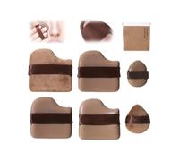 Chocolate Color Quick Makeup Foundation Puff Set, Wet And Dry Dual Use, Feather-Soft Coverage Anywhere, Square Triangle Latex Sponge Applicator