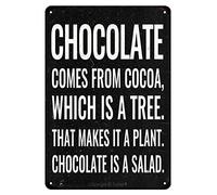 Chocolate Comes From Cocoa, Which Is A Tree. That Makes It A Plant Chocolate Is A Salad Metal Tin Sign Art Plaque Poster Funny Iron Painting For Shop Man Cave Club 20X30Cm