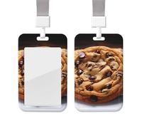 Chocolate Cookie ID Badge Holder with Lanyard Vertical ID Card Holder with Clear Window Sliding Card Case Protector Pouch for Nurse Officer Teacher Name Credit Cards Holder