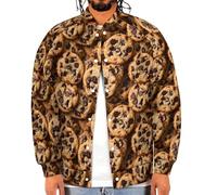 Chocolate Cookie Jacket Baseball Uniform Casual Bomber Windbreaker Zip Up Coat for Men