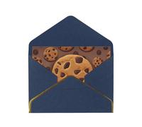 Chocolate Cookie Luxury Pearl Paper Greeting Card With Gold Border, Blank Inside, With Envelope - Birthday, Wedding, Christmas, Valentine