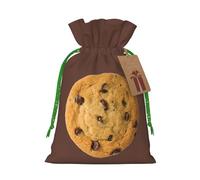 Chocolate Cookie Print Christmas Drawstring Gift Bags Holiday Party Xmas Birthday Favors Present Sacks