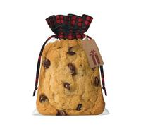 Chocolate Cookie Print Christmas Wrapping Bags Gift Bags With Drawstring, Xmas Party Presents And Favors