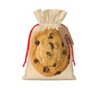 Chocolate Cookie Print Drawstring linen gifts bag for Christmas Party,holiday packaging presents bags.