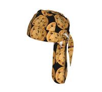 Chocolate Cookie Print Head Scarf Cycling Cap Under Helmet Breathable Quick Dry Tie Back Modern Fit Motorcycle Liner