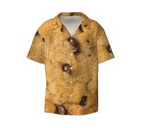 Chocolate Cookie Print Men's Short-Sleeved,Button-Down Summer Beach Casual Shirt,Casual Loose Shirt,Dress Shirts
