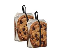 Chocolate Cookie Print Travel Shoe Bag, Portable Shoe Bag with Zipper Closure Unisex Shoe Pouch Lightweight Shoe Organizer for Travel Storage Home Use, 2Pcs