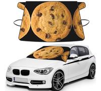 Chocolate Cookie Printed Car Windshield Protector Against Snow Ice Dust UV Coated Full Coverage Window Cover with Elastic Straps & Carry Pouch