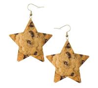 Chocolate Cookie Statement Earrings for Women, Star Drop Earrings, Elegant Dangle Jewelry for Formal Gatherings