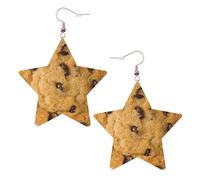 Chocolate Cookie Statement Earrings for Women, Star Drop Earrings, Elegant Dangle Jewelry for Formal Gatherings