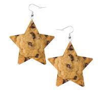 Chocolate Cookie Statement Earrings for Women, Star Drop Earrings, Elegant Dangle Jewelry for Formal Gatherings