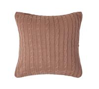 HOMESCAPES - Cable Knit - Cushion Cover Chocolate Brown - 100% Cotton - 18 x 18 Inches - Washable
