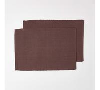 (Chocolate) Cotton Plain Pack of 2 Placemats