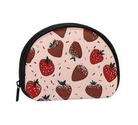 Chocolate Covered Strawberries Printed Seashell Portable Mini Change Storage Bag, Durable and Portable