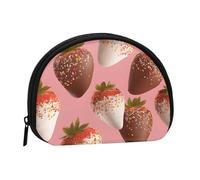 Chocolate Covered Strawberries Printed Seashell Portable Mini Change Storage Bag, Durable and Portable