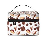 Chocolate Dessert Print Makeup Bag, Cute Cosmetic Bags for Women, Toiletry Bag, Large Travel Make Up Organizer Bag