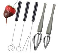 Chocolate Dipping Tools and Culinary Decorating Spoons Kit, 3 Pcs Candy Strawberry Dipper Tools and 2 Pcs Chocolate Melts Decorating Pen Spoons