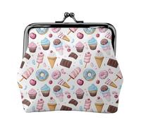 Chocolate Donut Ice Cream Print Coin Purse for Women, Kiss-lock Change Purse Wallets, Small PU Leather Coin Purses