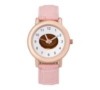 Chocolate Donut Womens Leather Strap Elegant Lady Wrist Watches Casual Band Three-Hand Watch