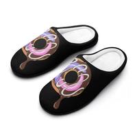 Chocolate Doughnut Slippers Women Winter Warm Cotton Hotel Slippers Anti-Slip Indoor Slip-Ons House Shoes 9-10（40-41）