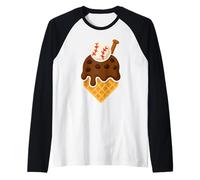 Chocolate Dripping Ice Cream Baseball Home Plate Sports Raglan Baseball Tee