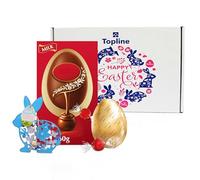 Chocolate Easter Egg Hamper - Luxury Milk Chocolate Egg with Chocolate Truffles 260g Chocolates Gift Box with Wooden Topline Easter Decoration, Easter Gifts for Women